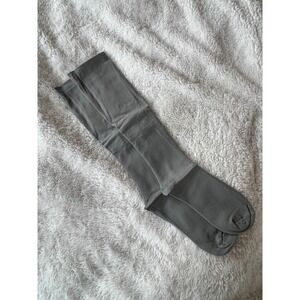 Grey Ribbed Knee High Socks Solid Neutral Casual Hosiery Small Medium